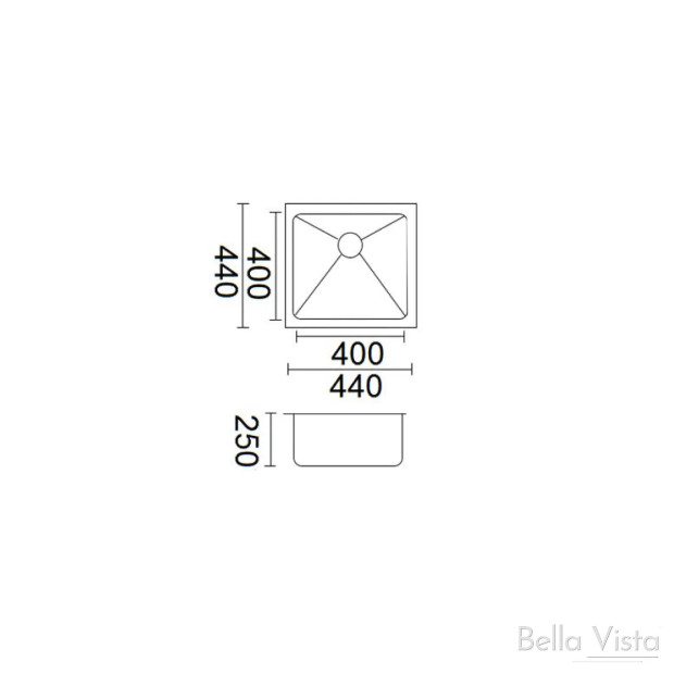 BELLA VISTA - Single Bowl Kitchen Sink - 440x440x250