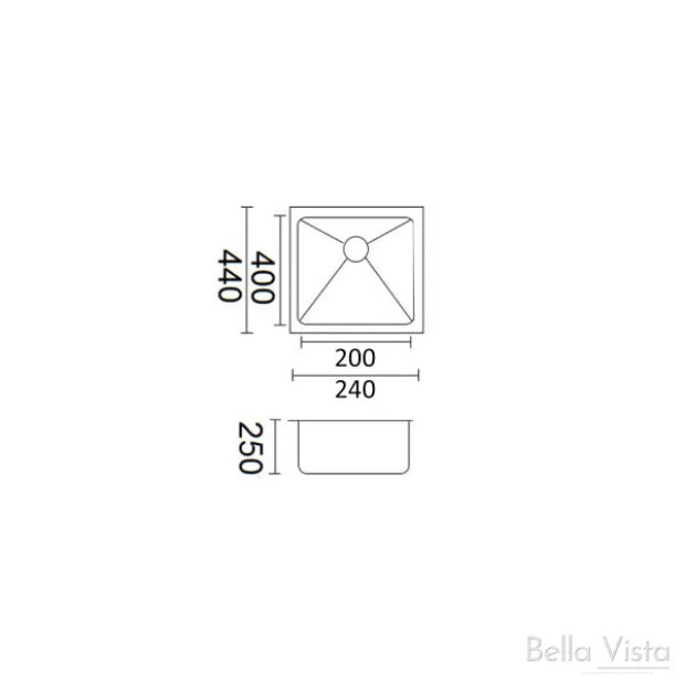 BELLA VISTA - PRADUS Luminare Single Bowl Kitchen Sink - 240x440x250
