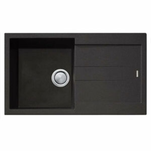 OLIVERI - SANTORINI Black Single Bowl Topmount Sink With Drainer