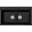 OLIVERI - SANTORINI Black Double Bowl Topmount Sink With Glass Top