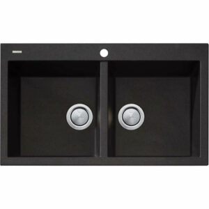 OLIVERI - SANTORINI Black Double Bowl Topmount Sink