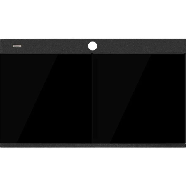 OLIVERI - SANTORINI Black Double Bowl Topmount Sink With Glass Top