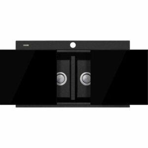 OLIVERI - SANTORINI Black Double Bowl Topmount Sink With Glass Top