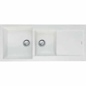 OLIVERI - SANTORINI White 1 & 3/4 Bowl Topmount Sink With Drainer