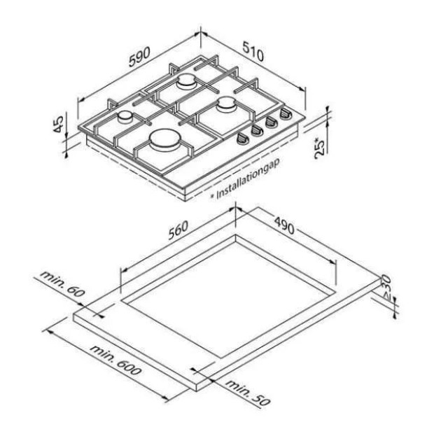 BLAUPUNKT - 60cm Gas Cooktop (Stainless Steel)