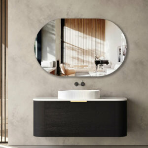 OTTI - BONDI Black Oak Curved Vanity 1200x460x450