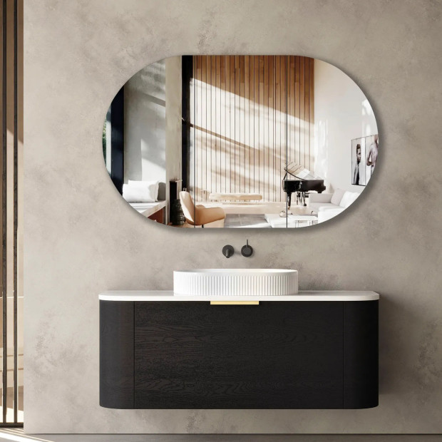 OTTI - BONDI Black Oak Curved Vanity 1200x460x450
