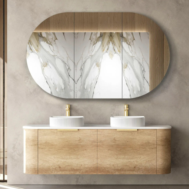 OTTI - BONDI Natural Oak Curved Vanity 1500x460x450