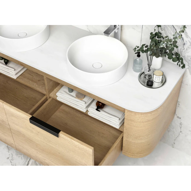 OTTI - BONDI Natural Oak Curved Vanity 1500x460x450