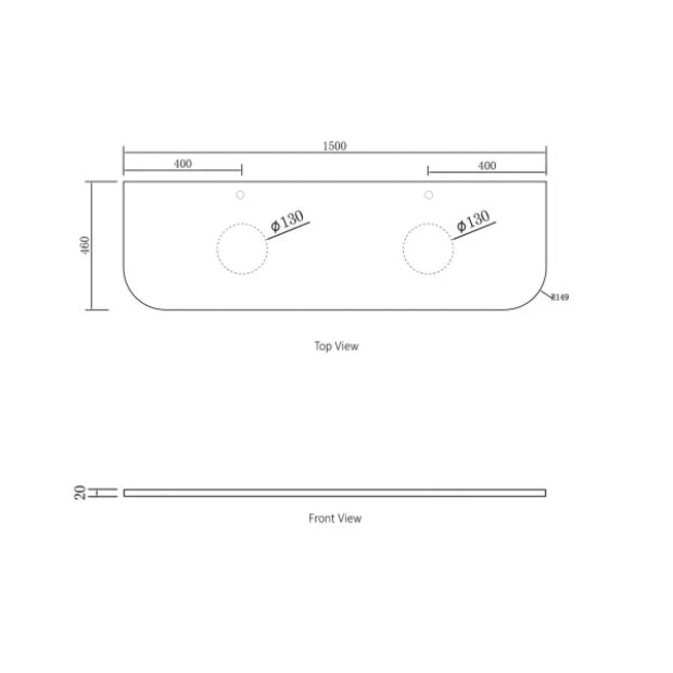 OTTI - BONDI Black Oak Curved Vanity 1500x460x450