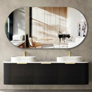 OTTI - BONDI Black Oak Curved Vanity 1800x460x450