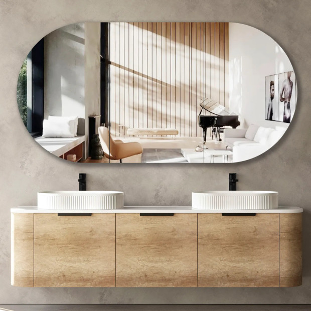 OTTI - BONDI Natural Oak Curved Vanity 1800x460x450