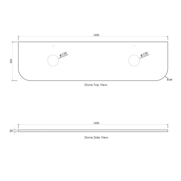 OTTI - BONDI Satin White Fluted Curved Vanity 1800x460x450