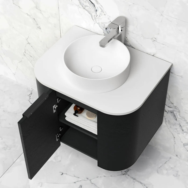 OTTI - BONDI Black Oak Curved Vanity 600x460x470