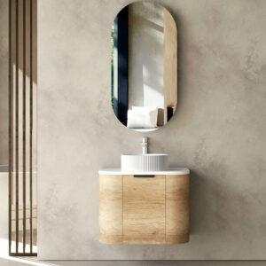 OTTI - BONDI Natural Oak Curved Vanity 600x460x470