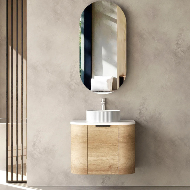 OTTI - BONDI Natural Oak Curved Vanity 600x460x470