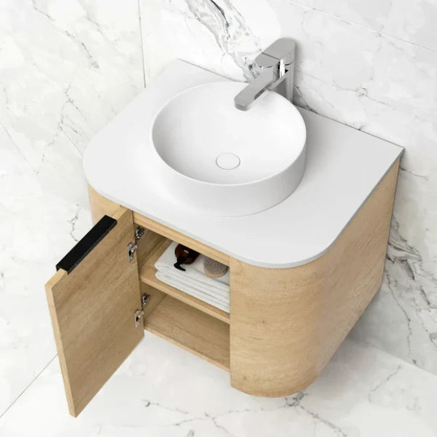 OTTI - BONDI Natural Oak Curved Vanity 600x460x470