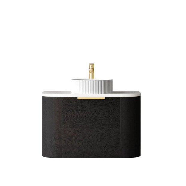 OTTI - BONDI Black Oak Curved Vanity 750x460x450