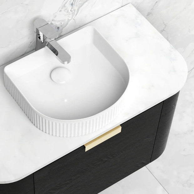 OTTI - BONDI Black Oak Curved Vanity 750x460x450