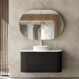 OTTI - BONDI Black Oak Curved Vanity 900x460x450
