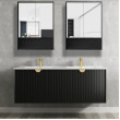 OTTI - MARLO Matte Black Plywood Shaving Cabinet 600x800x150