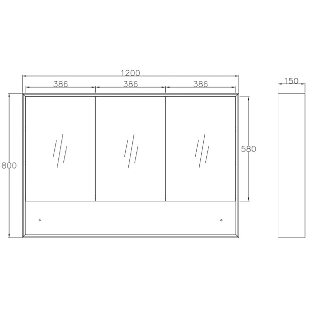 OTTI - BYRON Natural Oak Plywood Shaving Cabinet 1200x800x150