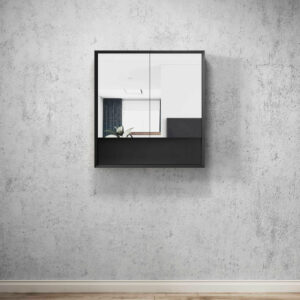 OTTI - MARLO Matte Black Plywood Shaving Cabinet 750x800x150