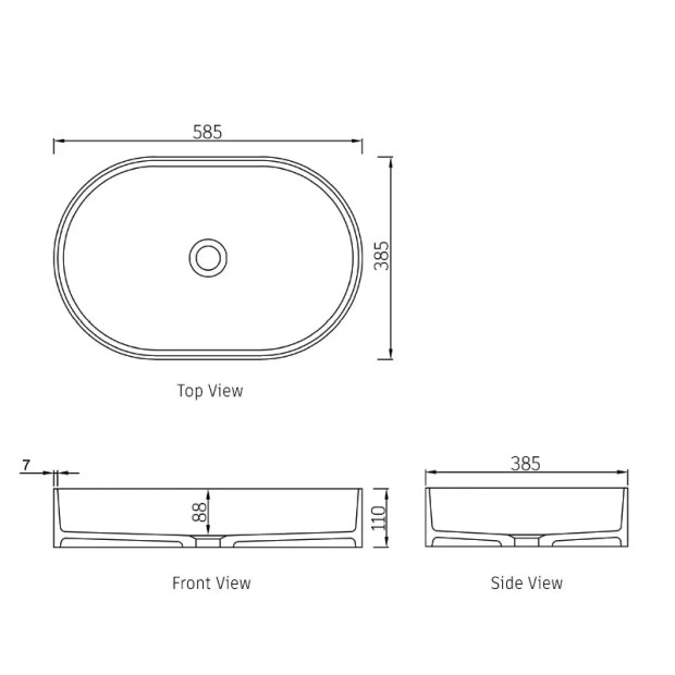 OTTI - NOOSA Matte White Solid Surface Basin 585x385x110
