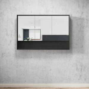 OTTI - MARLO Matte Black Plywood Shaving Cabinet 1200x800x150