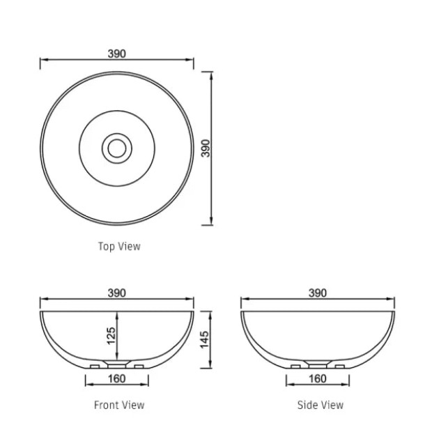 OTTI - LONDON Matte White Solid Surface Basin 390x390x145