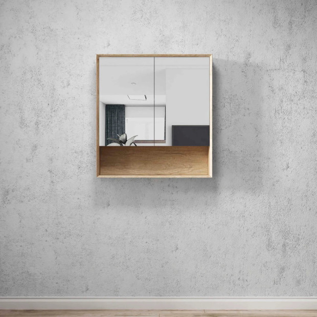 OTTI - BYRON Natural Oak Plywood Shaving Cabinet 750x800x150