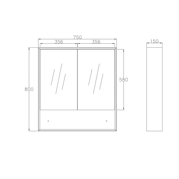 OTTI - BYRON Natural Oak Plywood Shaving Cabinet 750x800x150