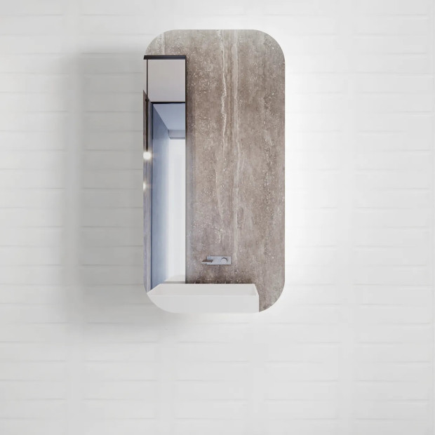OTTI - NEWPORT Square Mirror Matte White Shaving Cabinet