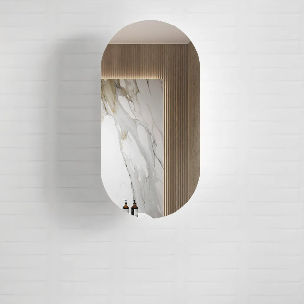 OTTI - NOOSA Pill Shape Natural Oak Shaving Cabinet