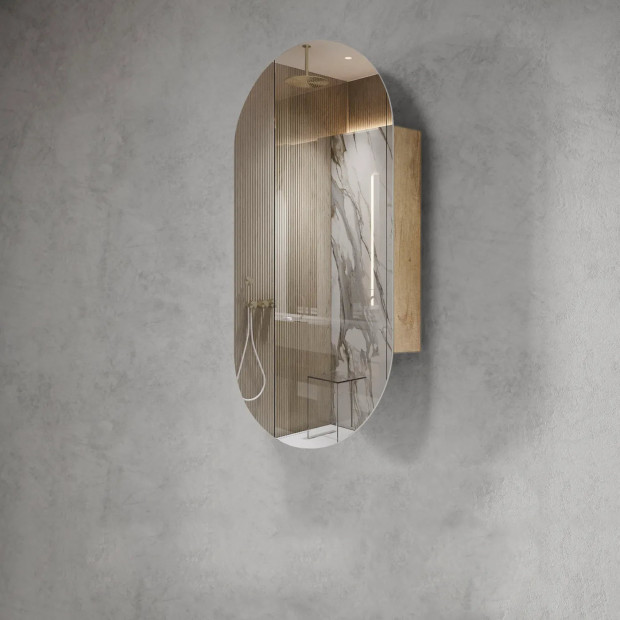 OTTI - NOOSA Pill Shape Natural Oak Shaving Cabinet