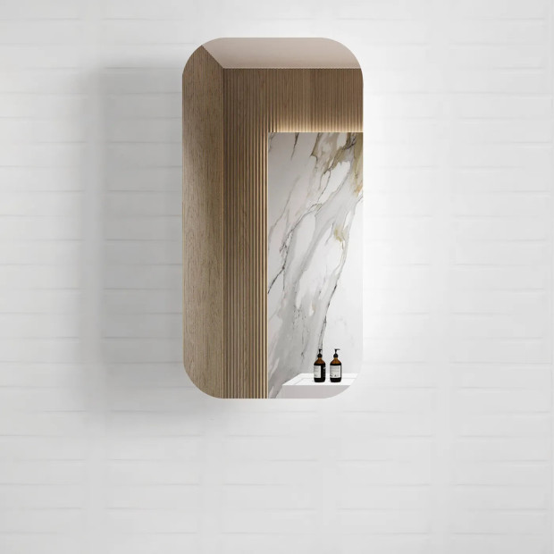 OTTI - NEWPORT Square Mirror Natural Oak Shaving Cabinet