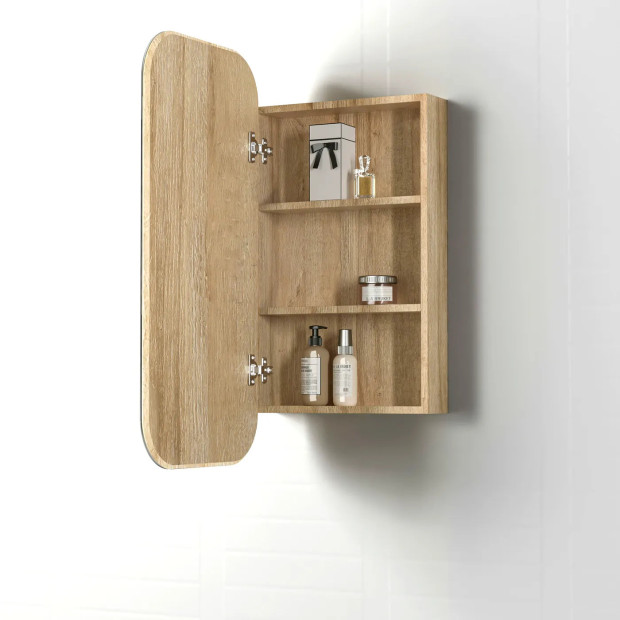 OTTI - NEWPORT Square Mirror Natural Oak Shaving Cabinet