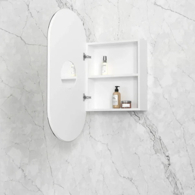 OTTI - NOOSA Pill Shape Matte White Shaving Cabinet