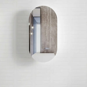 OTTI - NOOSA Pill Shape Matte White Shaving Cabinet