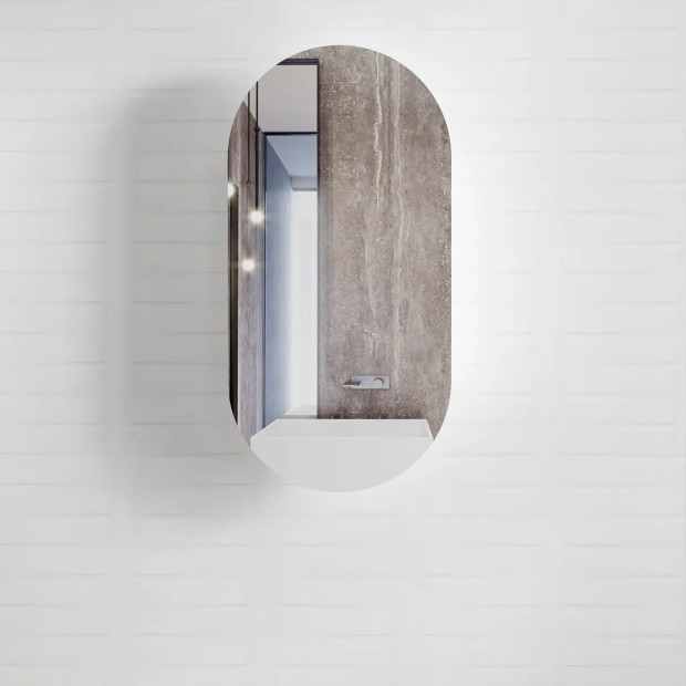 OTTI - NOOSA Pill Shape Matte White Shaving Cabinet
