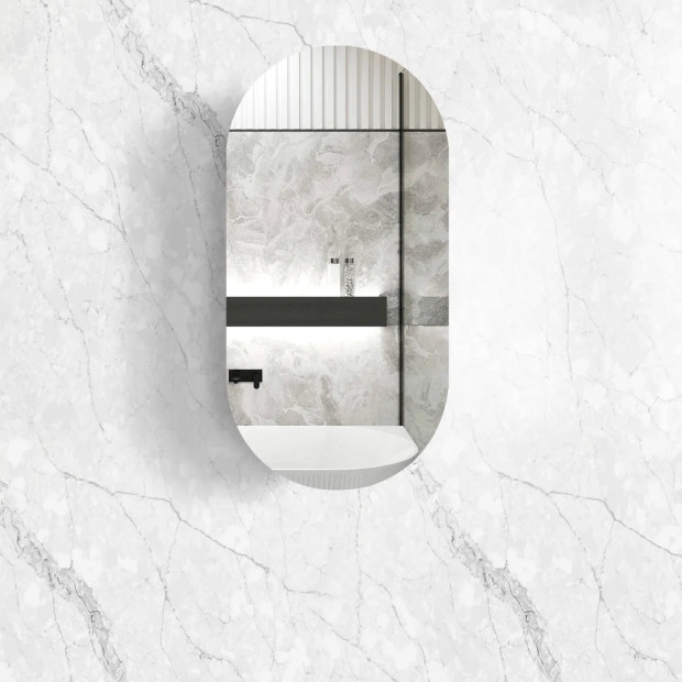 OTTI - NOOSA Pill Shape Black Oak Shaving Cabinet