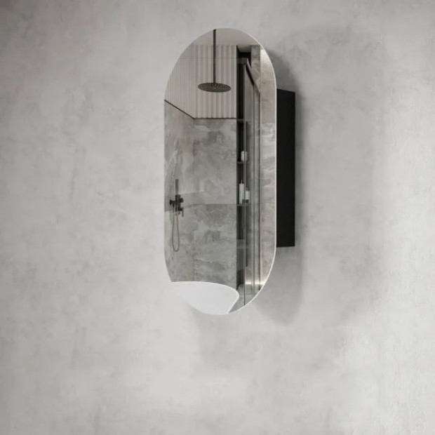 OTTI - NOOSA Pill Shape Black Oak Shaving Cabinet