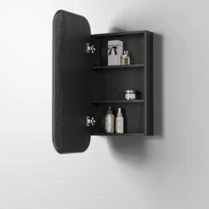 OTTI - NEWPORT Square Mirror Black Oak Shaving Cabinet