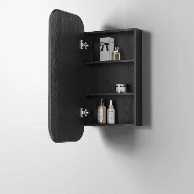OTTI - NEWPORT Square Mirror Black Oak Shaving Cabinet