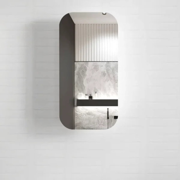 OTTI - NEWPORT Square Mirror Black Oak Shaving Cabinet