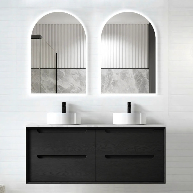 OTTI - BYRON Black Oak Double Bowl Wall Hung Vanity 1200mm