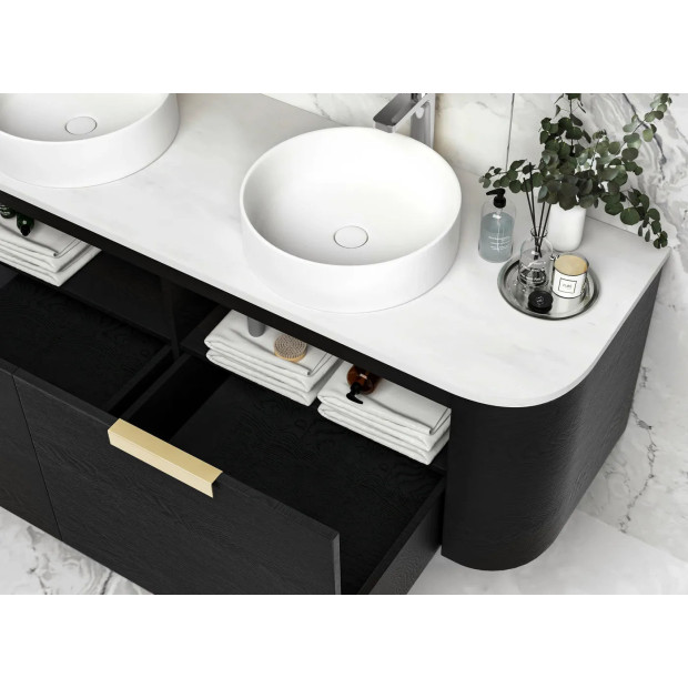 OTTI - BONDI Black Oak Curved Vanity 1500x460x450