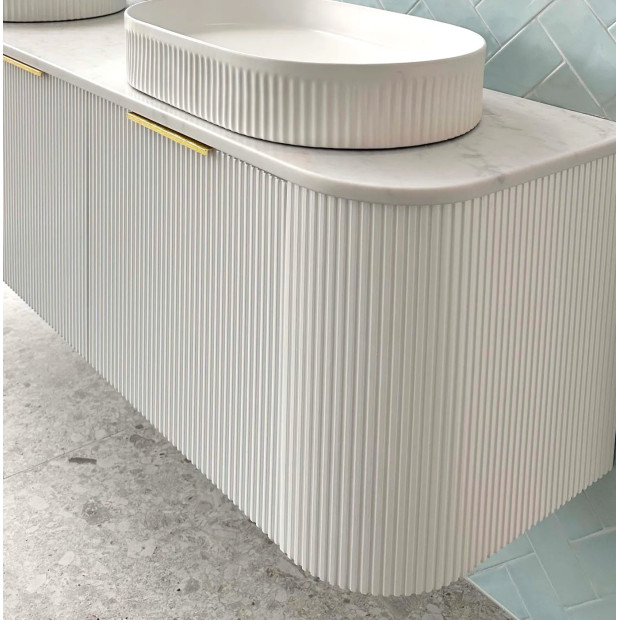 OTTI - BONDI Satin White Fluted Curved Vanity 1500x460x450