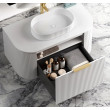 OTTI - BONDI Satin White Fluted Curved Vanity 750x460x450