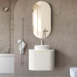 OTTI - BONDI Satin White Fluted Curved Vanity 600x460x470